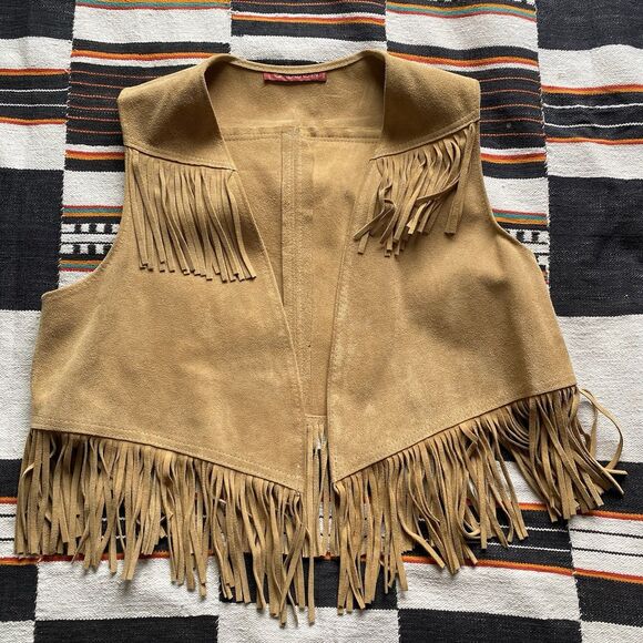 Vintage Sasson Suede Fringe Open Best. Medium. Boho Hippie Festival Wear. Rare. - Picture 5 of 7